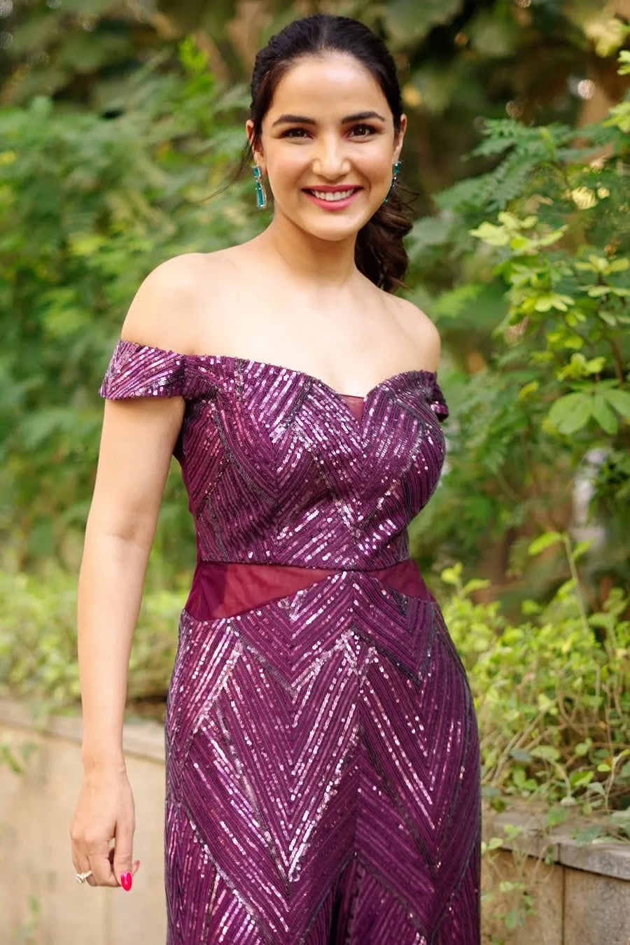 Party Wear Off-Shoulder Sequins Jumpsuit - Jasmin Bhasin's Choice