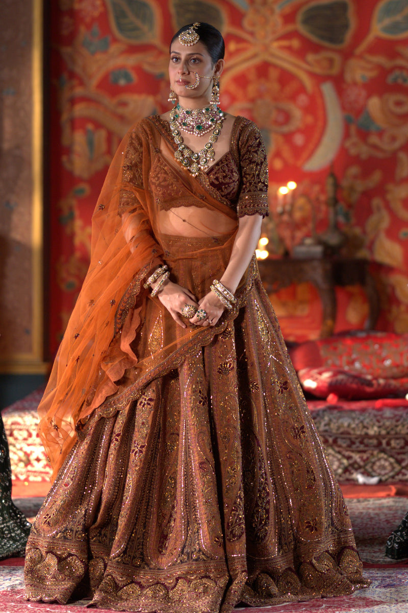 Stunning Rust Bridal Lehenga Choli With Dupatta | Aliyana – Aliyana ...
