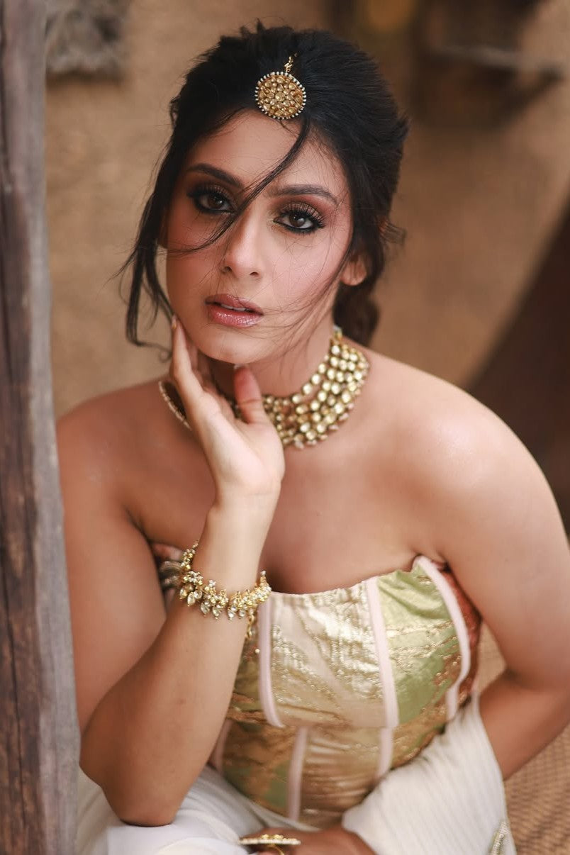Shimmer Lycra Saree with Corset Blouse