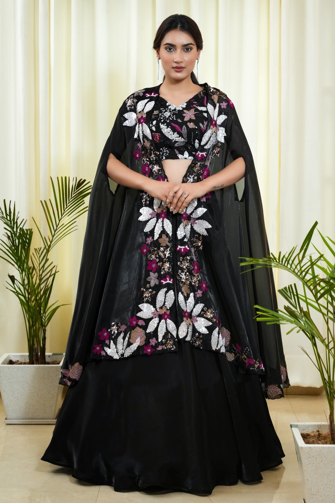 Partywear Black Color Lehenga Choli With Shrug Aliyana – Aliyana