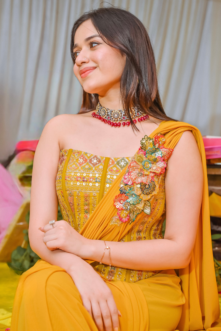 Designer Wear Corset Saree - Jannat Zubair Rahmani's Choice