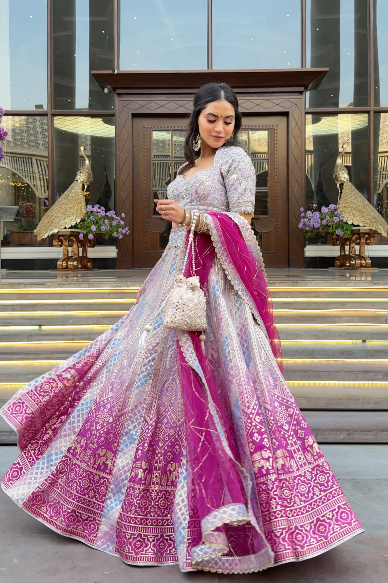 Stunning Ombre Banarasi Lehenga Choli Set