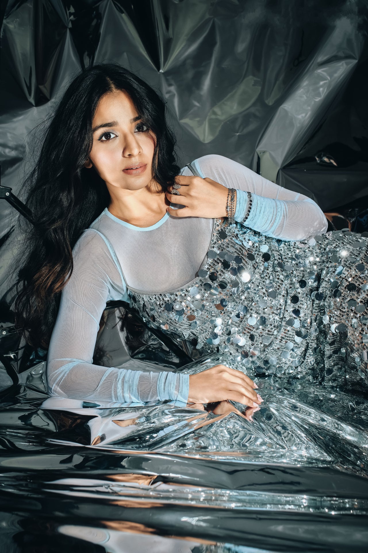 Aliyana X Mahima Makwana – Silver Dreams: Luxe Sequins Dress