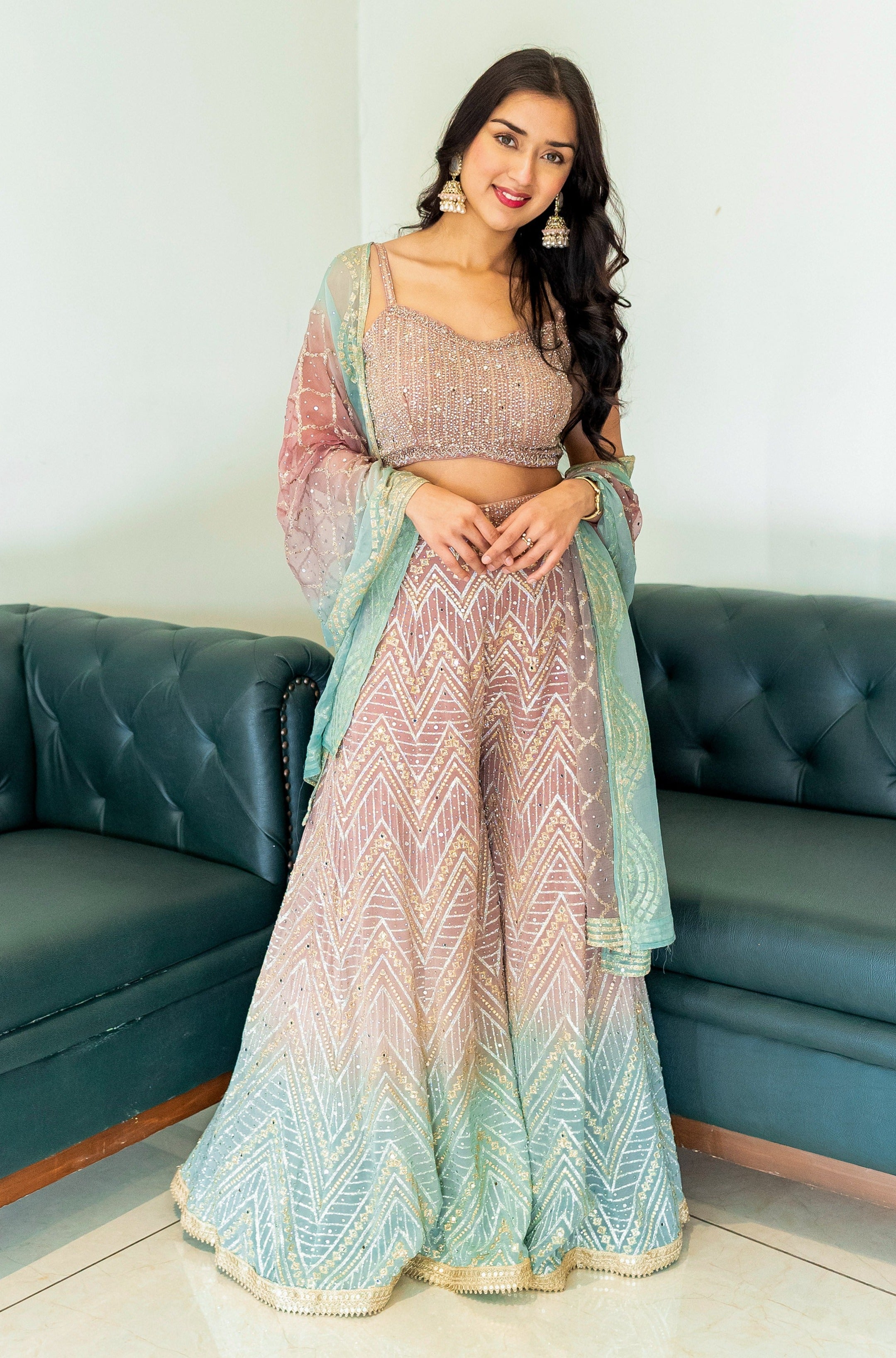 Designer Wear Indo Western Sharara Dress | Aliyana – Aliyana Designer Wear