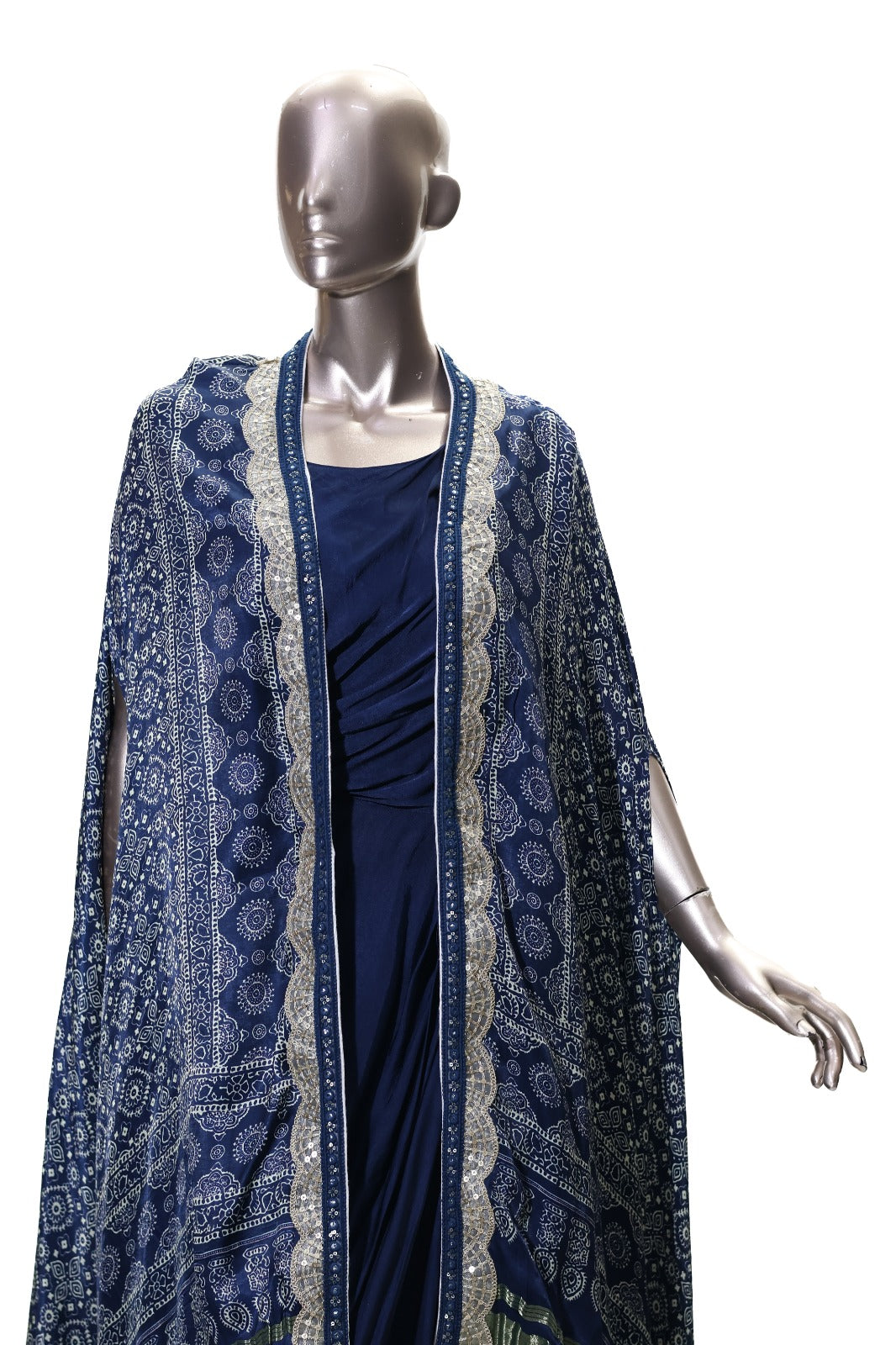 Draped Dress With Hand Embroidered Cape - Shivangi Joshi's Choice