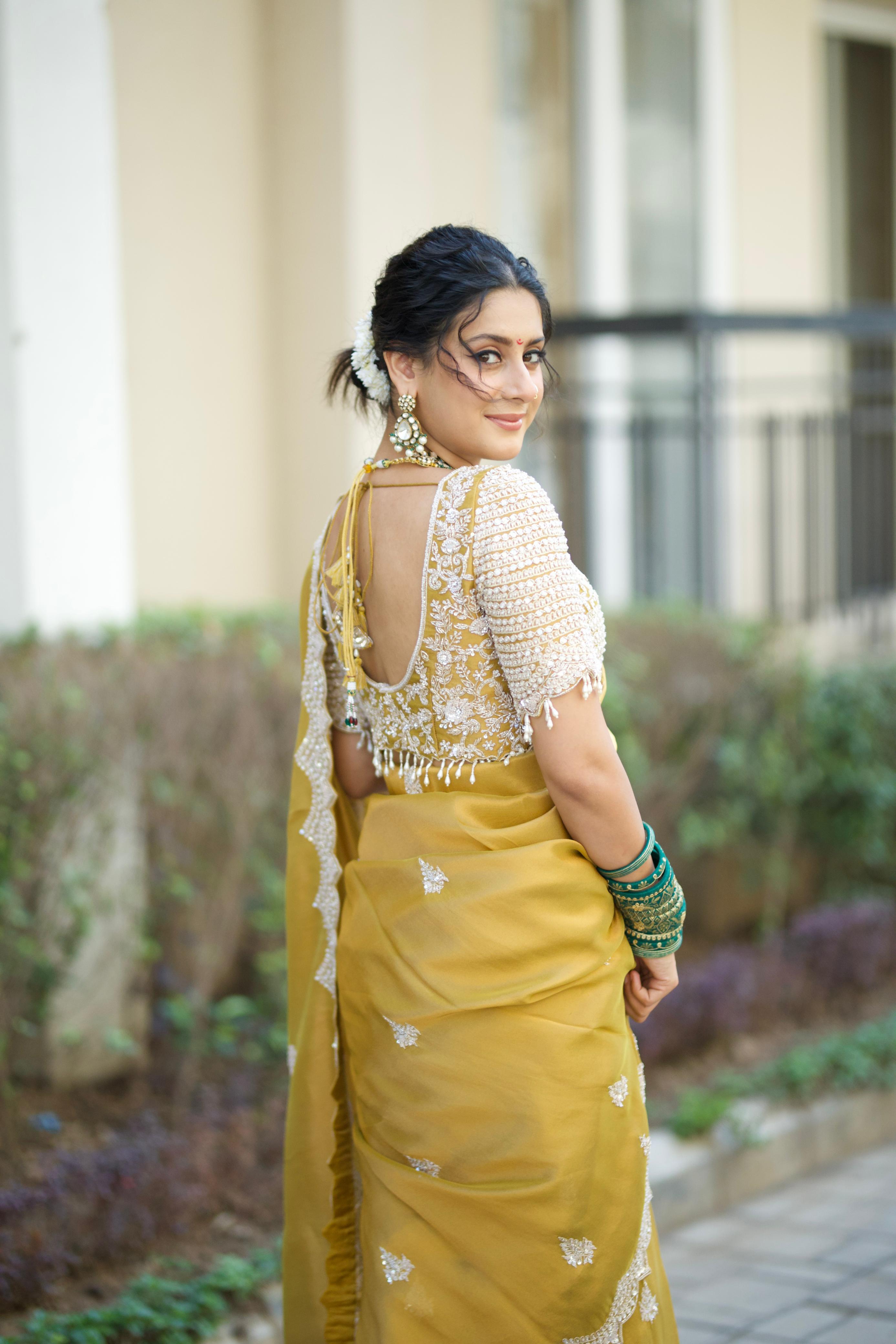 Designer Mustard Yellow Saree - Isha Malviya's Choice