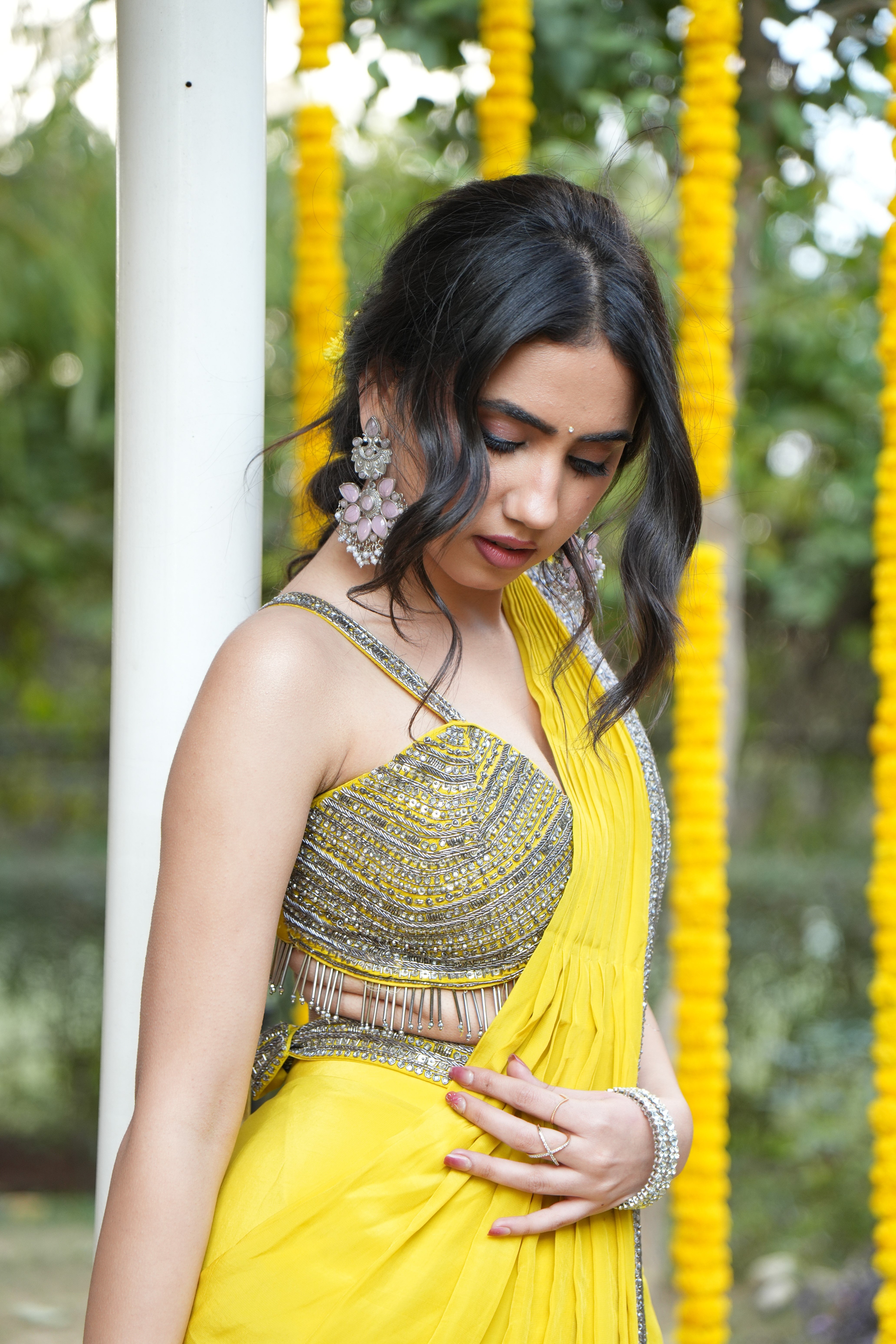 Stunning Yellow & White Ombre Saree