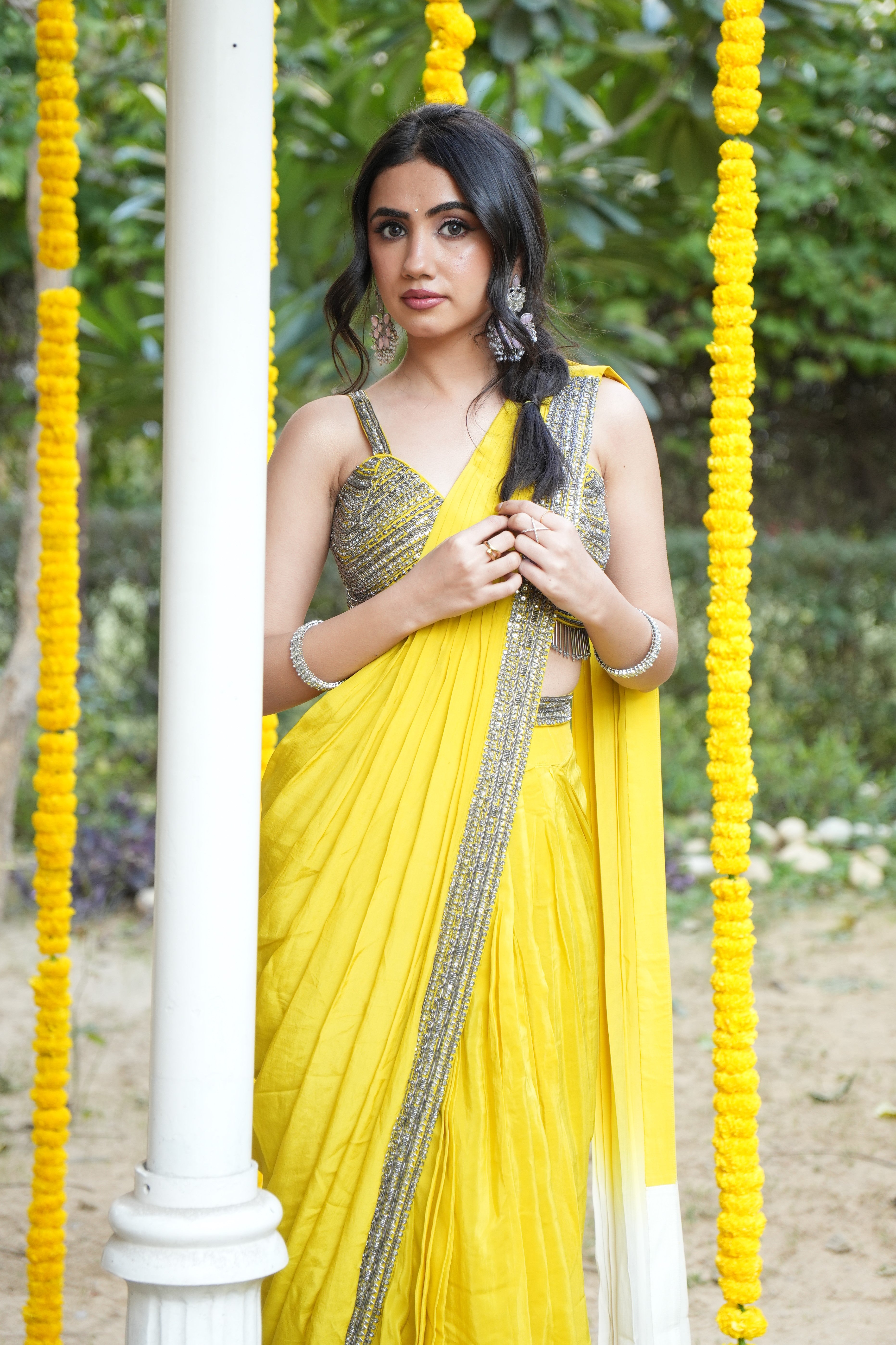 Stunning Yellow & White Ombre Saree