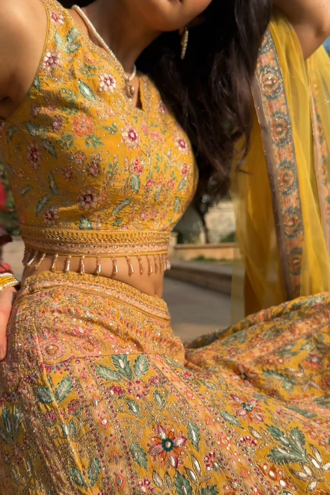 Mustard Yellow Embellished Lehenga Choli - Manasa Varanasi's Choice