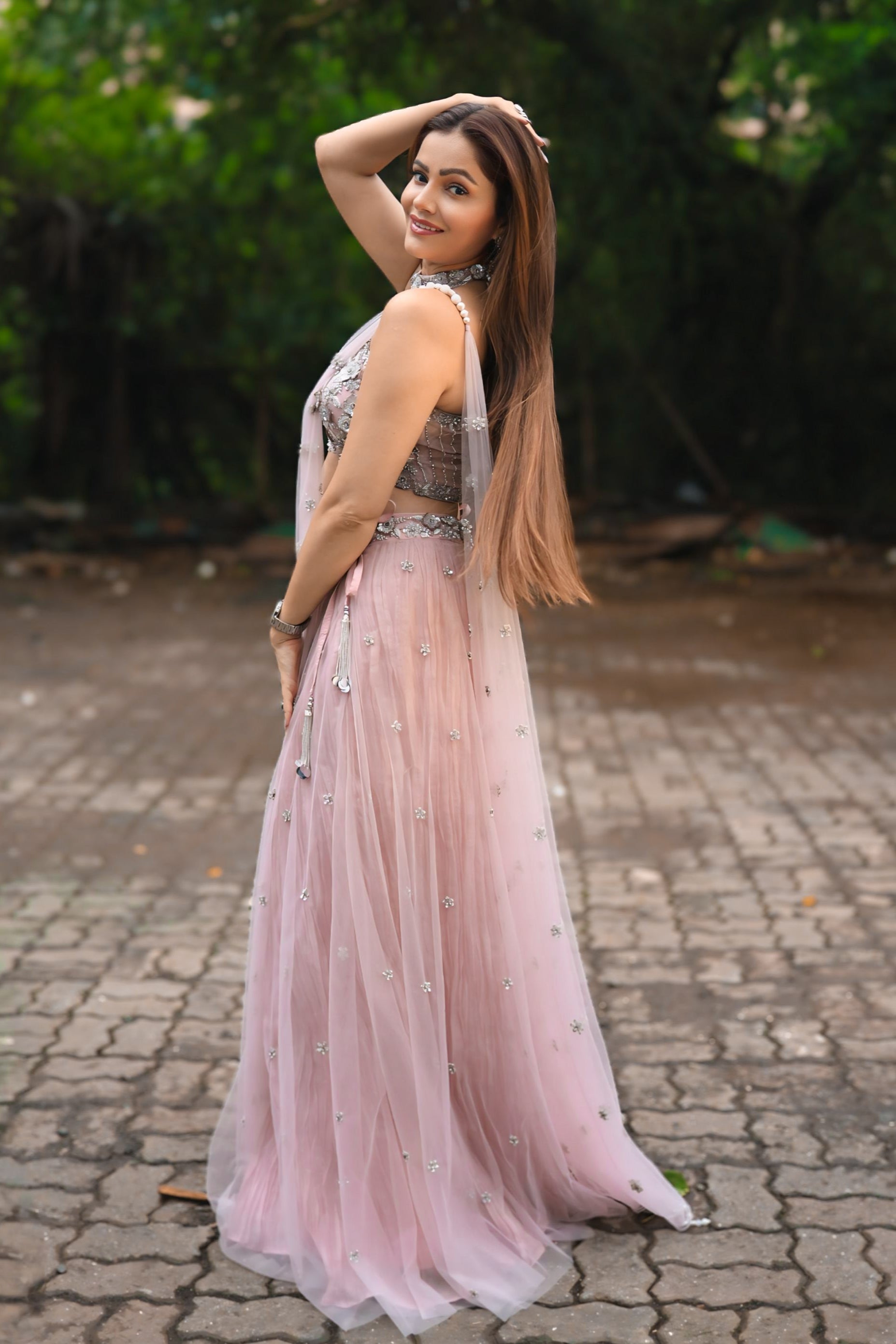 Rubina Dilak in Aliyana's Luxe Pink Lehenga