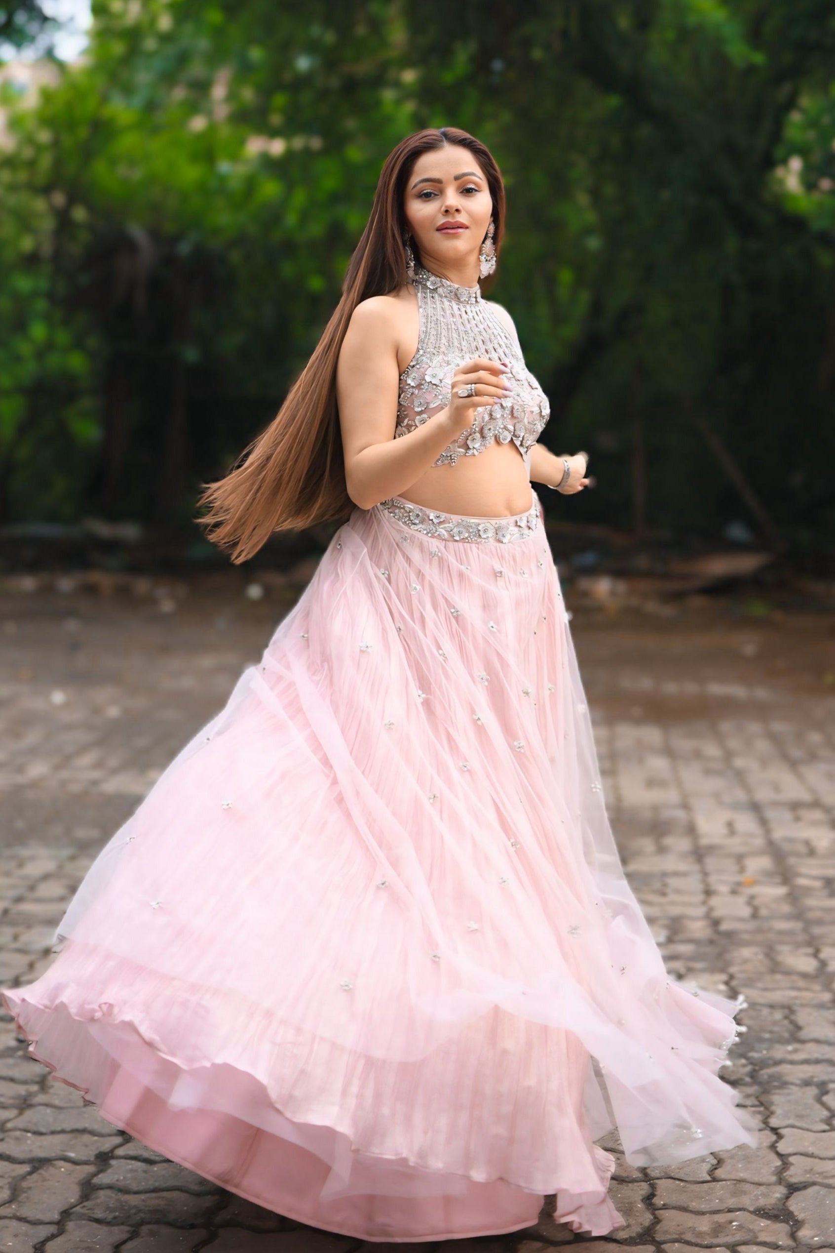 Rubina Dilak in Aliyana's Luxe Pink Lehenga