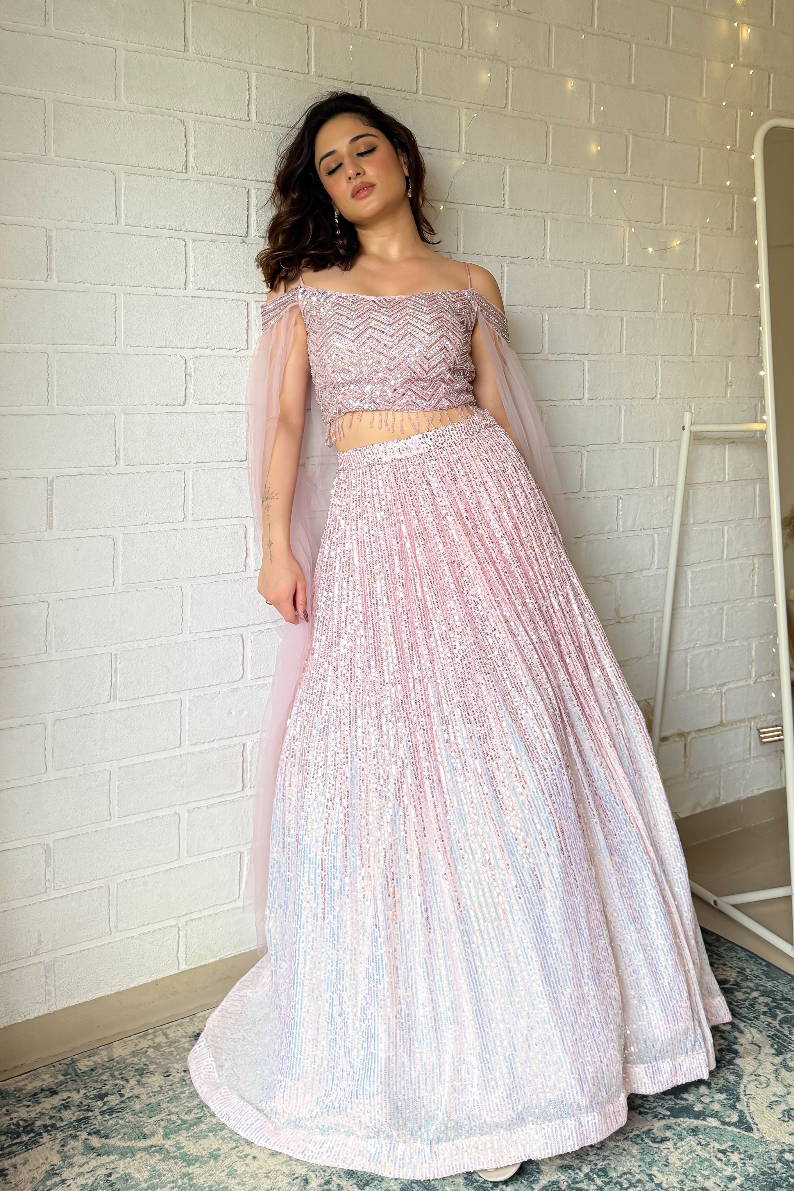 Shimmery Sequins Embellished Lehenga Choli