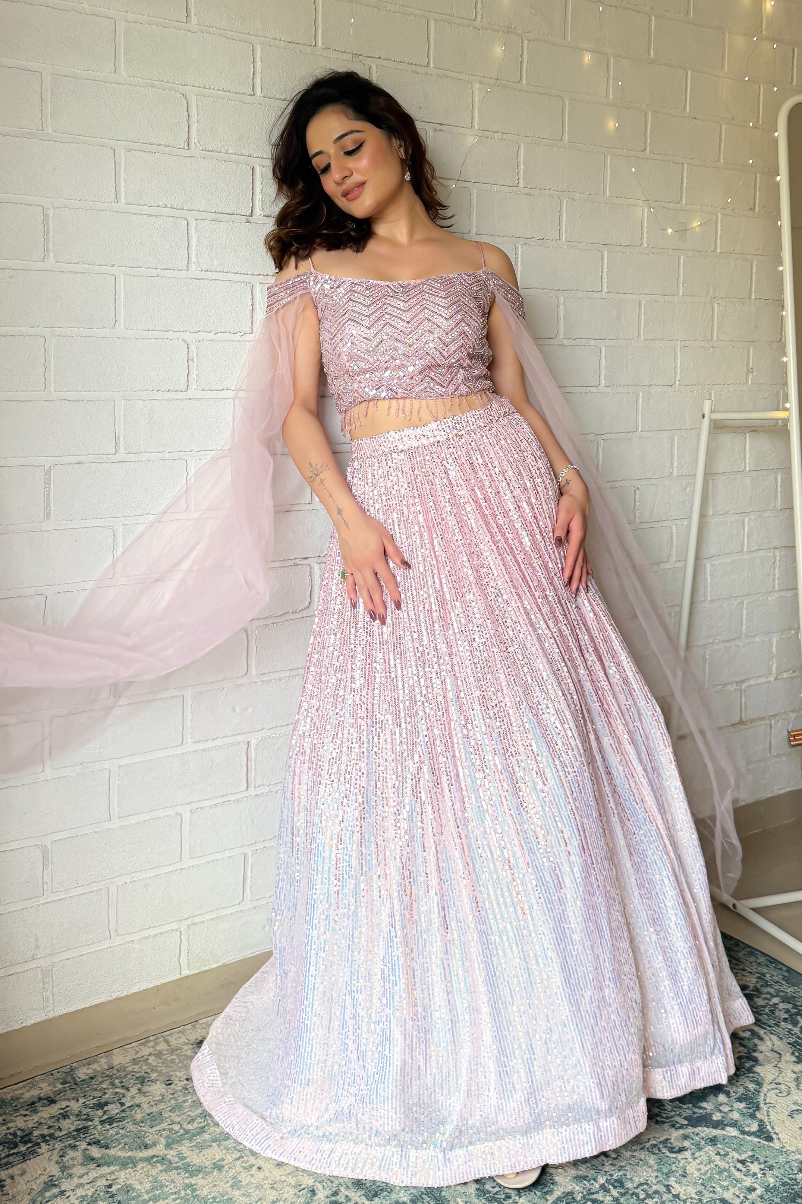 Shimmery Sequins Embellished Lehenga Choli