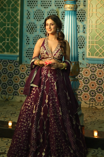 Designer Purple Lehenga with Intricate Detailing