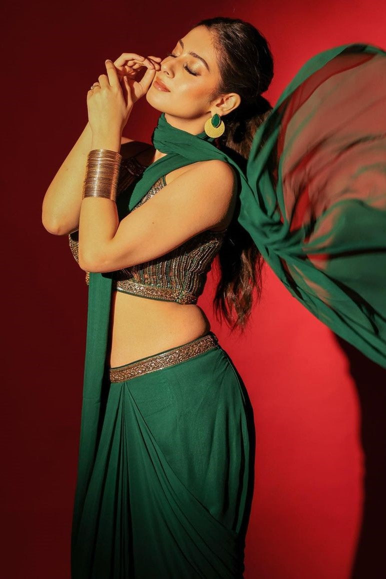 Exclusive Party Wear Pre-draped Saree - Isha Malviya's Choice
