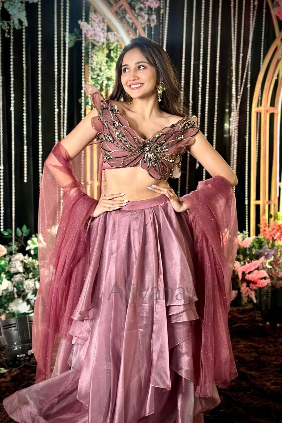 Designer Wear Lehenga with Butterfly Embellished Blouse