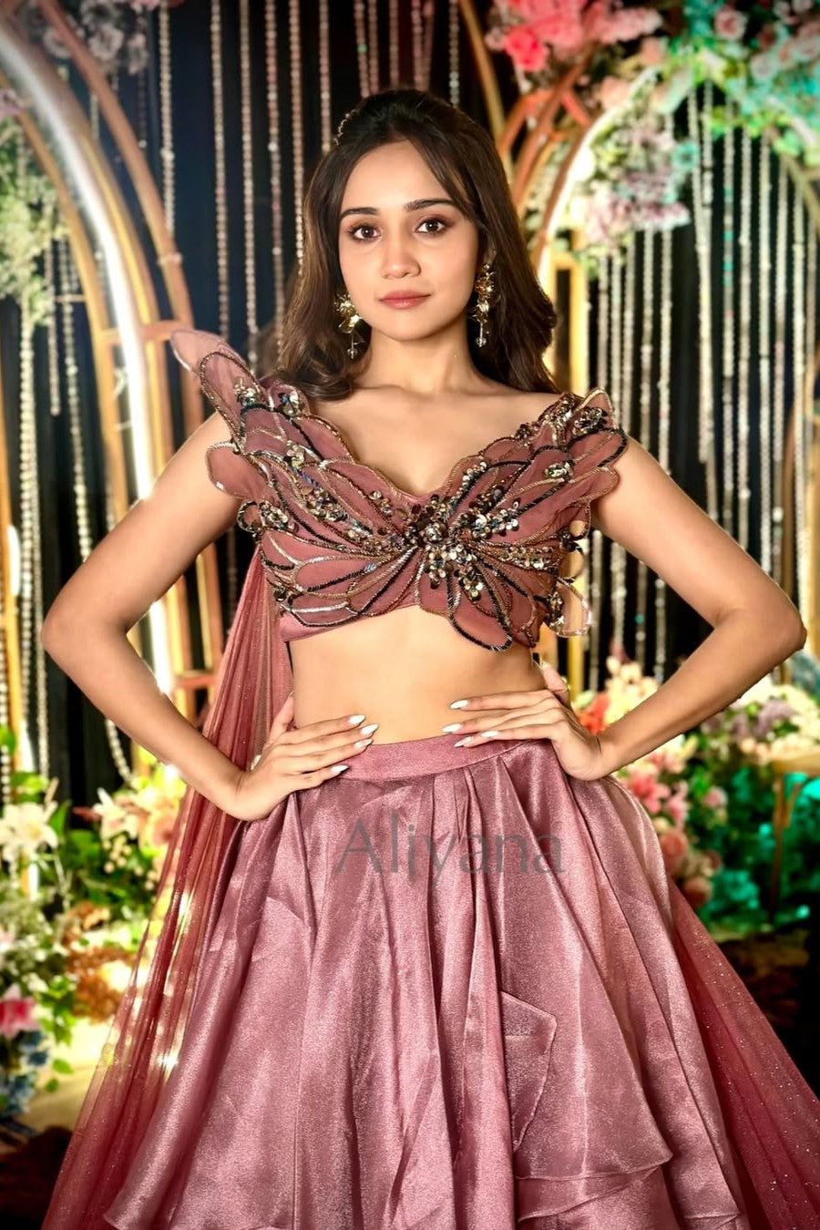 Designer Wear Lehenga with Butterfly Embellished Blouse - Ashi Singh's Choice