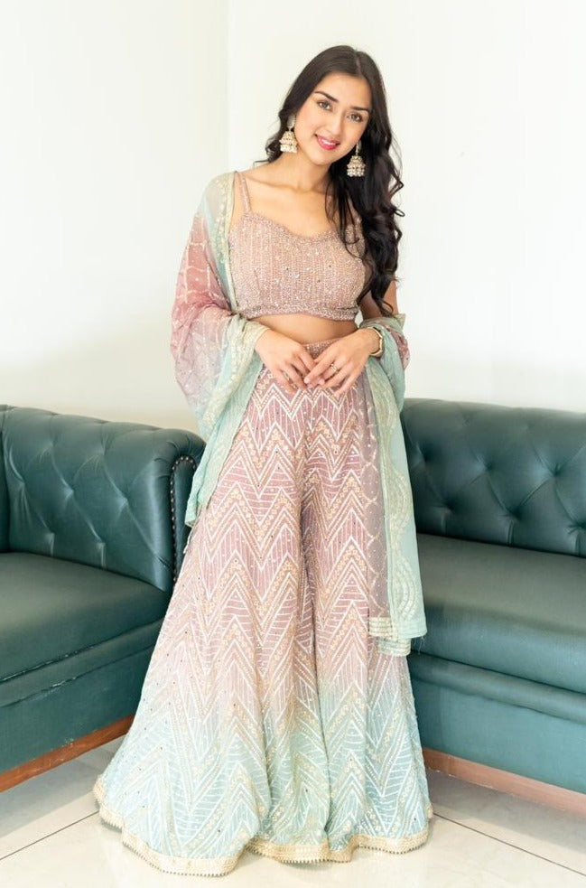 Beautiful Partywear Indo Western Sharara Dress