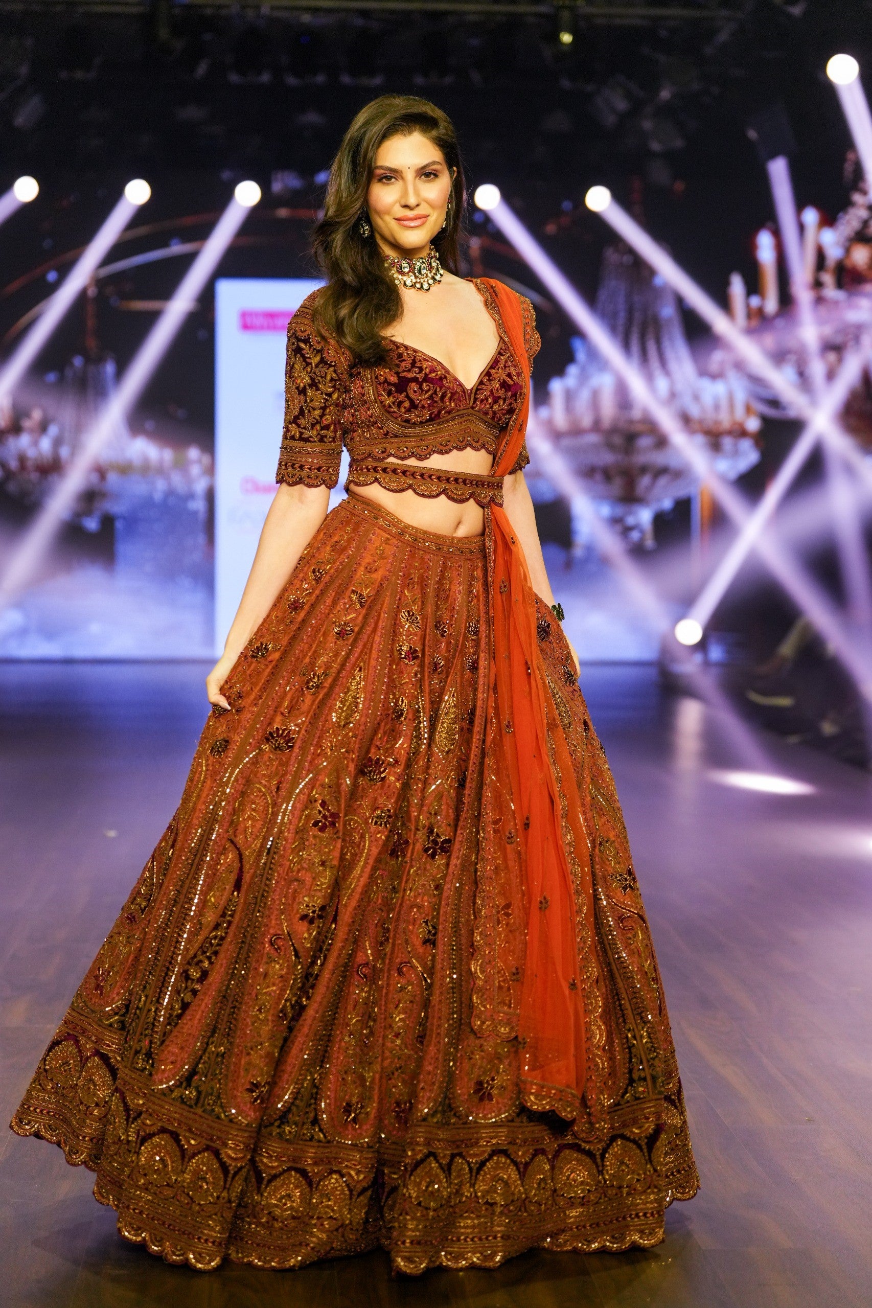 Stunning Rust Bridal Lehenga Choli With Dupatta - Elnaaz Norouzi's Choice