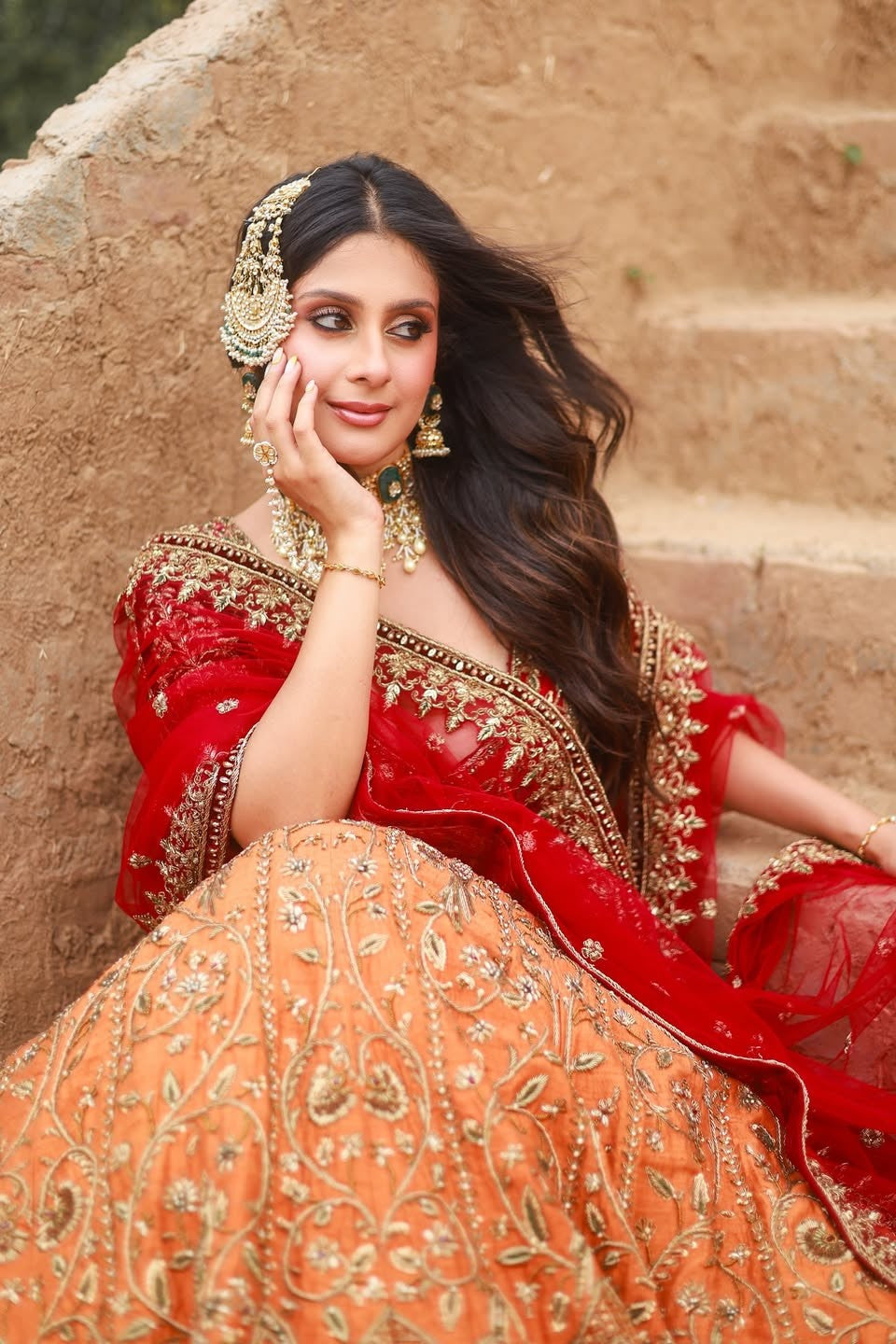 Isha Malviya Draped in Aliyana’s Luxe Vibrant Orange Bridal Lehenga