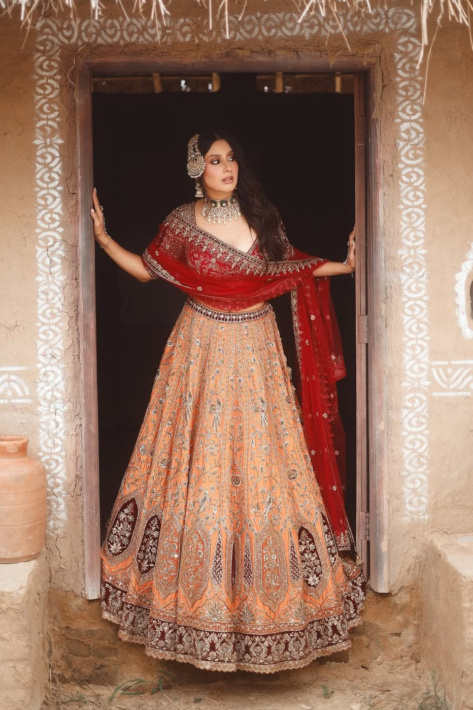 Isha Malviya Draped in Aliyana’s Luxe Vibrant Orange Bridal Lehenga