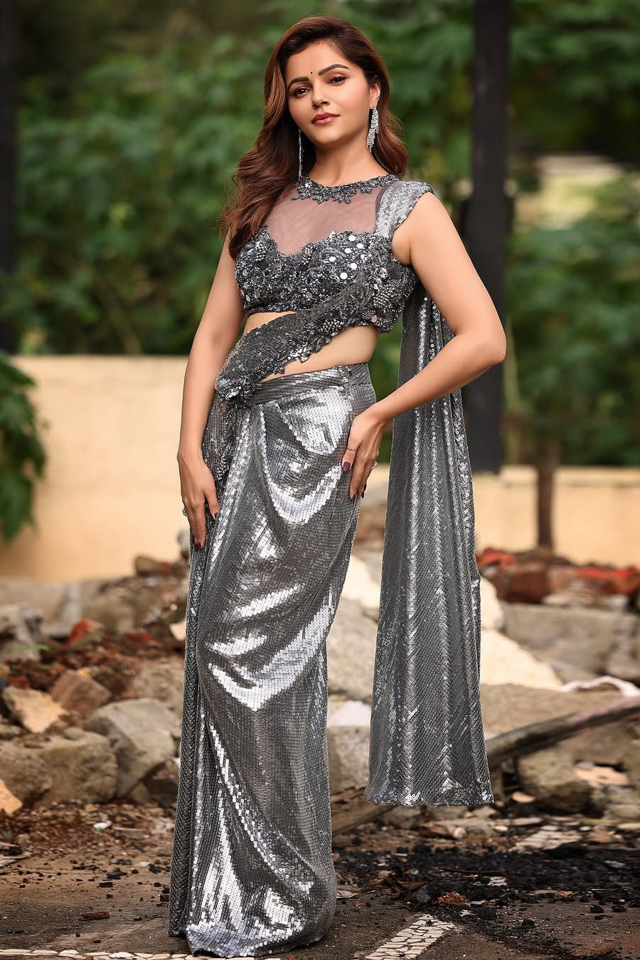 Silver Radiance - Rubina in Aliyana’s Sparkling Silver Saree