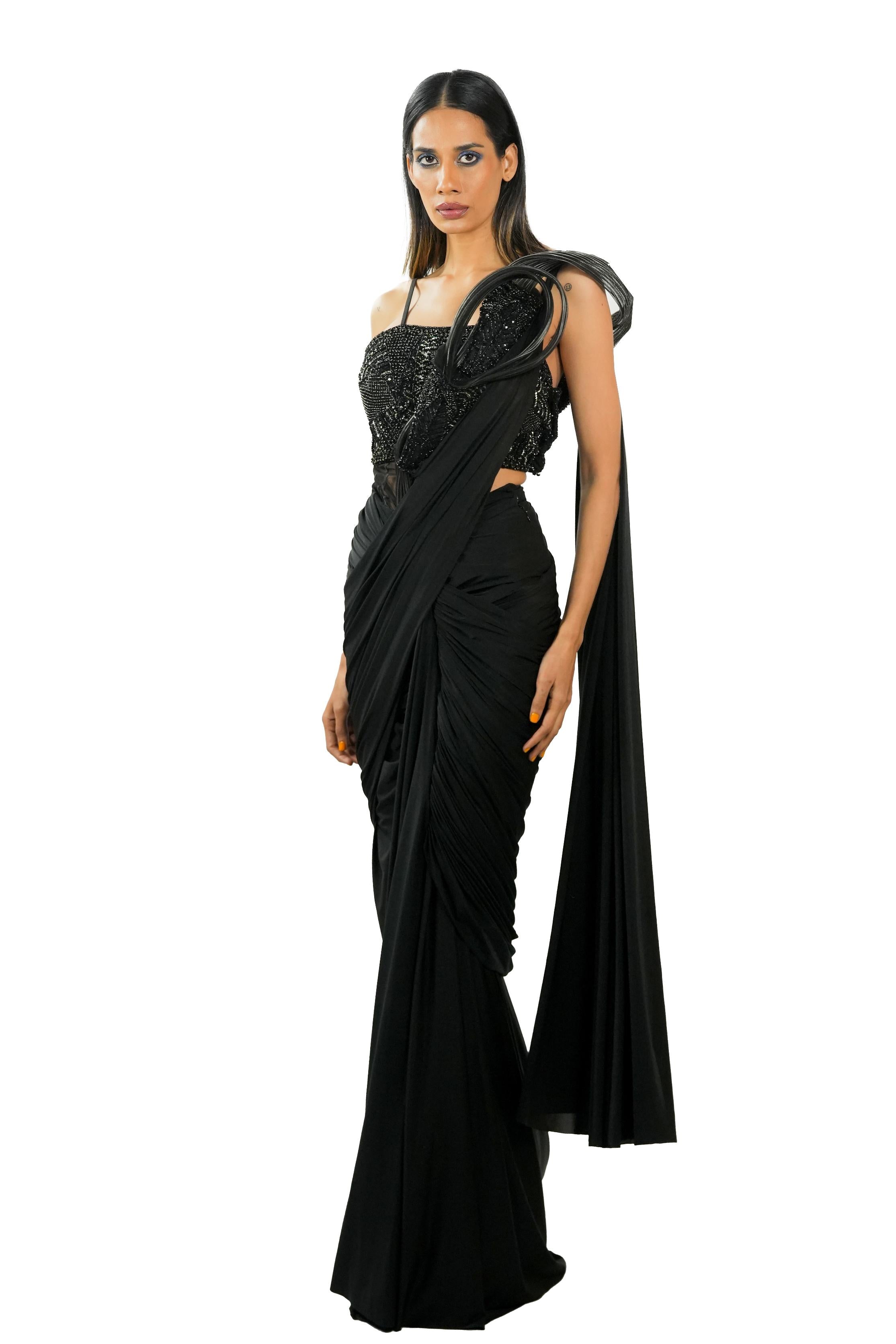 Dazzling Black Color Party Wear Indo Western Outfit
