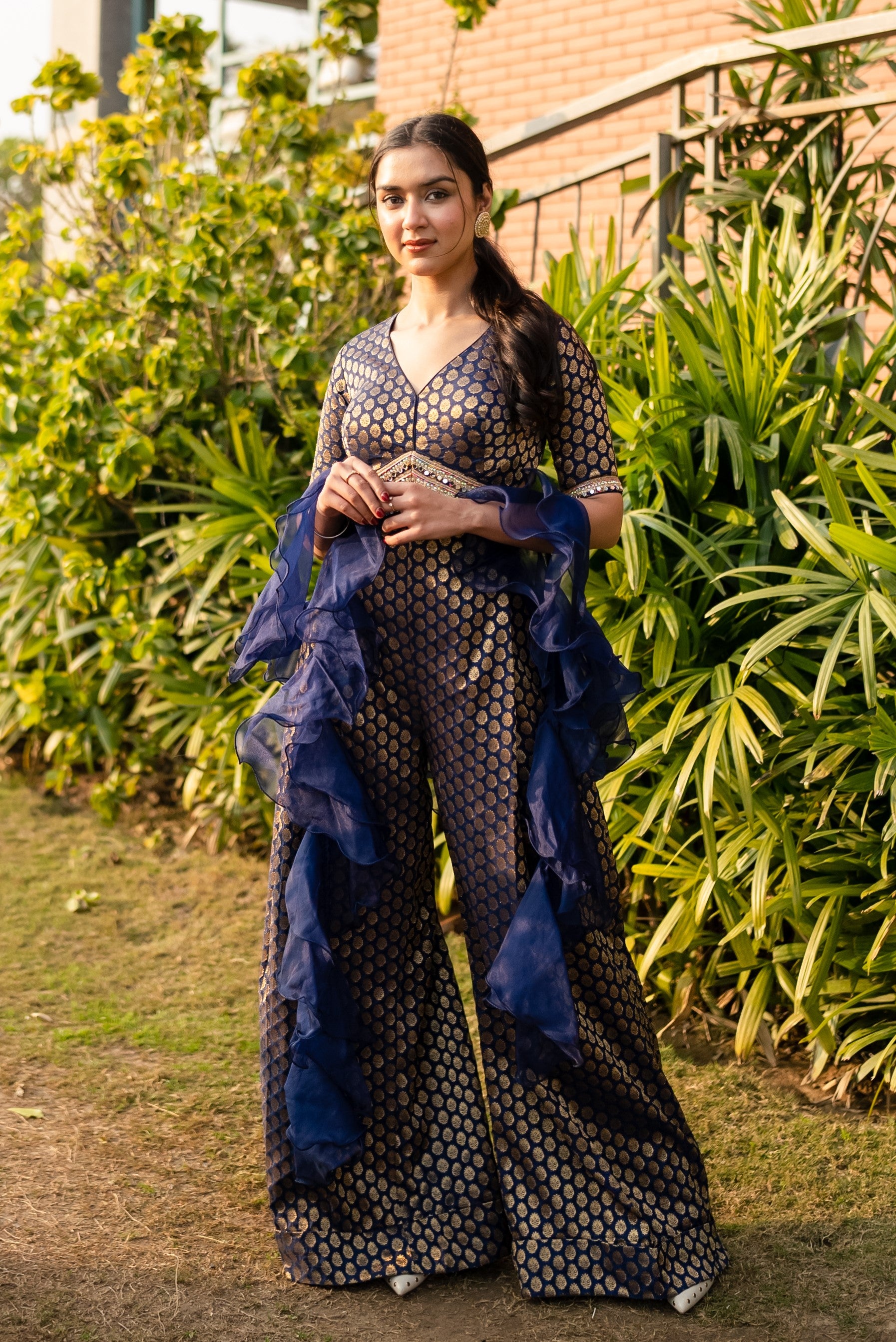 Exclusive Embroidery Work Jumpsuit With Dupatta