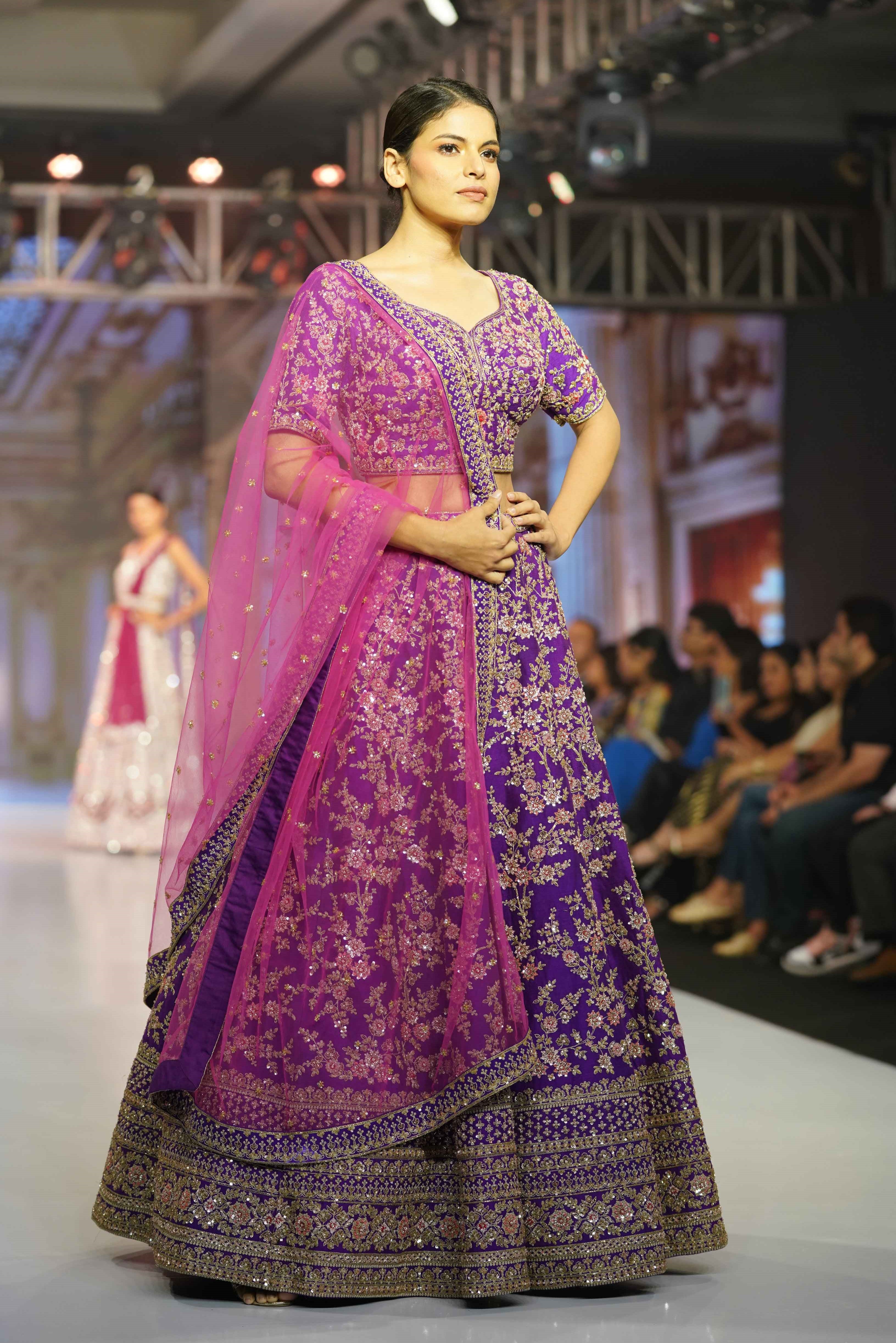 Designer Purple Wedding Wear Lehenga Choli