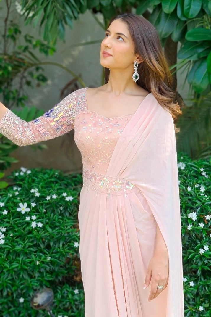 Peach Designer Wear Dress - Meher Taluja's Choice