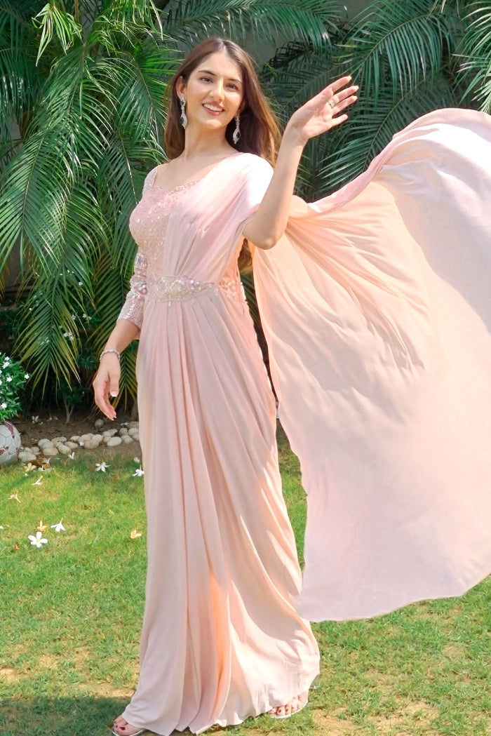 Peach Designer Wear Dress - Meher Taluja's Choice