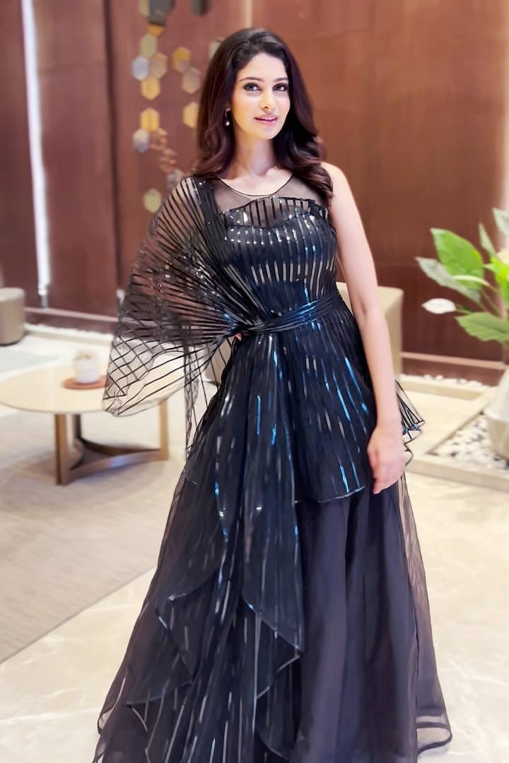 Elegant Black Net Gown - Manasa Varanasi's Choice