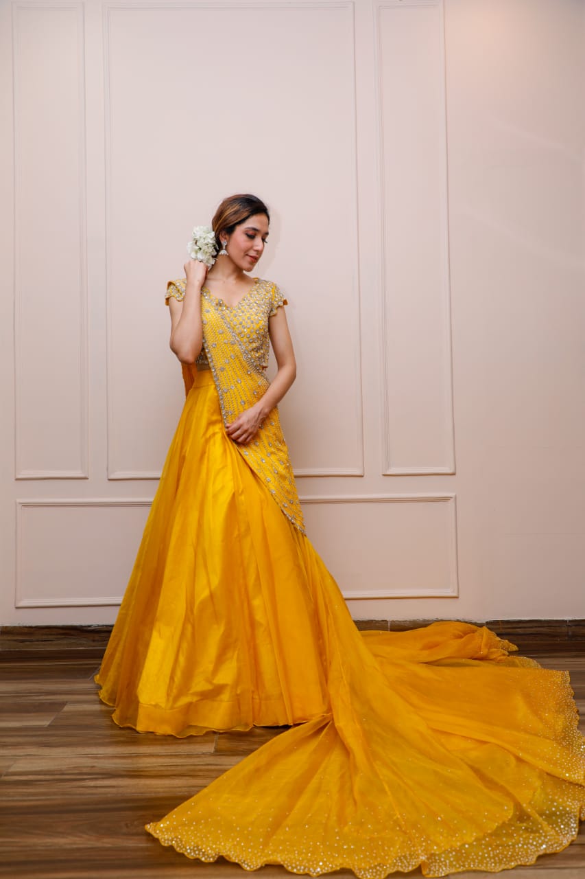 Sunshine Yellow Color Flared Lehenga Choli