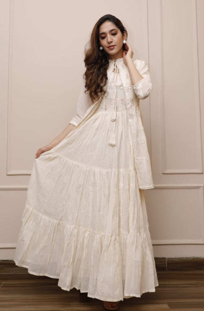 Beautiful Tiered Dress With Shrug